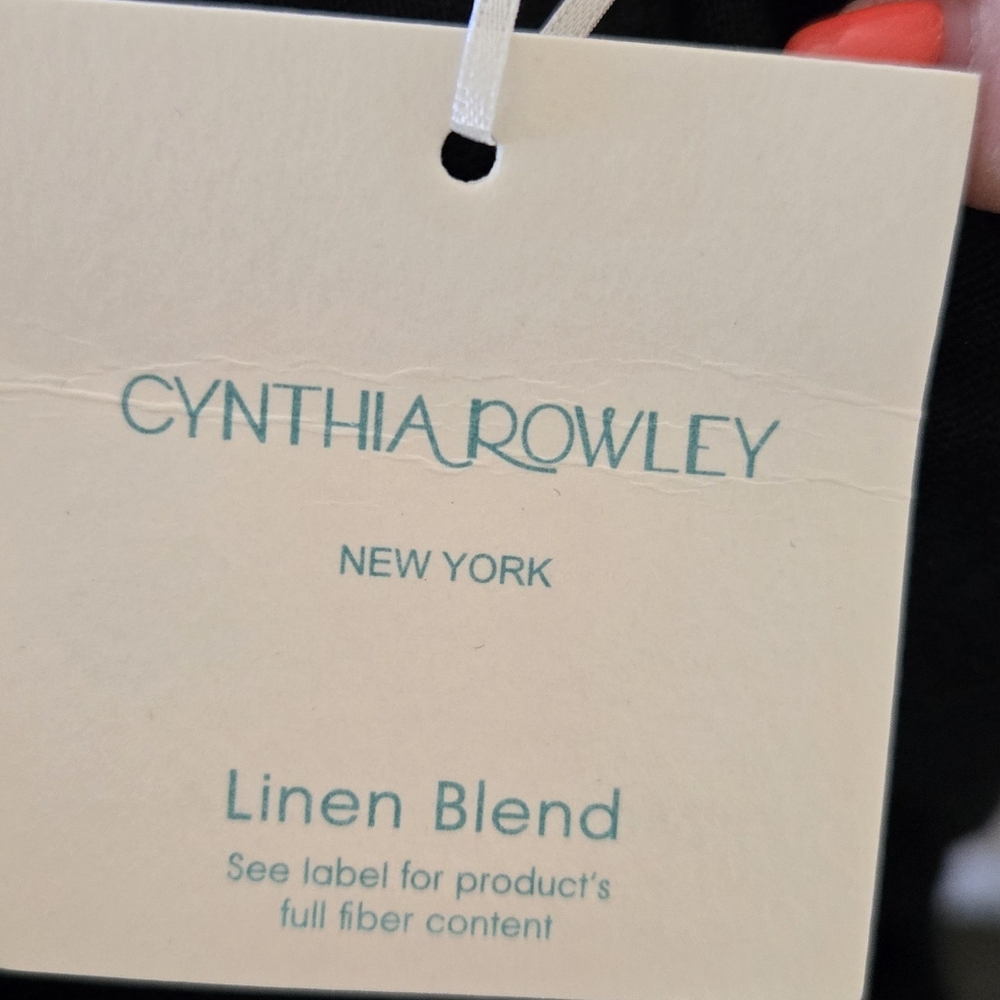 🏷️ Cynthia Rowley NY Linen Blend Black A-line Dress Size L - Picture 13 of 15